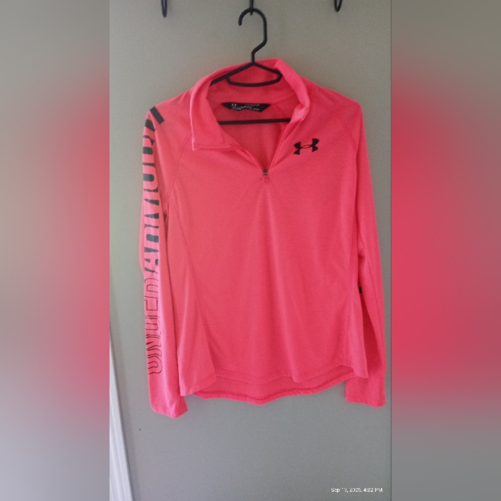 Under Armour Girls Yxl Bright Pink Quarter-Zip Sweatshirt